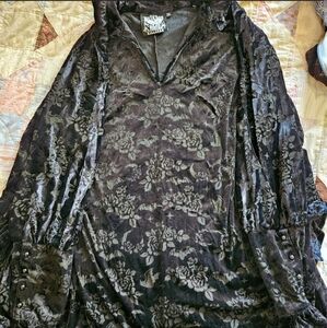 3XL Killstar Black Roses Bats & Moon Burnout Velvet Batwing Blouse